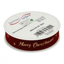 gjenstander Gavebånd Julebånd rødt fløyelsbånd 25mm 20m