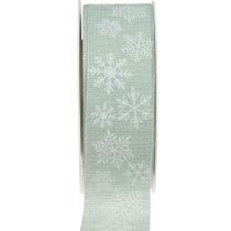 gjenstander Julebånd snøfnugg gavebånd lys grønt 35mm 15m