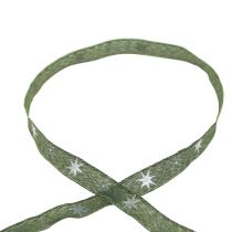 gjenstander Julebånd stjerner gavebånd grønt sølv 15mm 20m