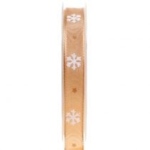 Julebånd med snøfnuggoransje 15mm 20m
