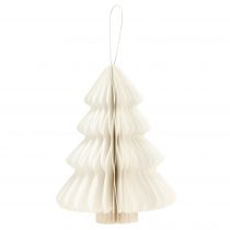 gjenstander Hengende juletrepynt, papir, hvitt og sølv, 20 cm, sett med 5