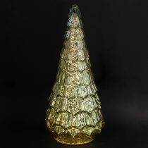 gjenstander Juletre med LED-belysning vintage grønn gull 38cm