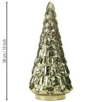 gjenstander Juletre med LED-belysning vintage grønn gull 38cm