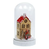 gjenstander Julepynt hus med glassklokke Ø9cm H16,5cm