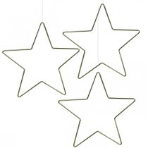 Julepynt metallstjerne gullstjerneanheng 15cm 6stk