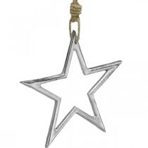 gjenstander Julepyntstjerne, adventsdekorasjon, stjerneanheng sølv B15,5cm