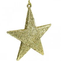 Julepynt stjerneheng gylden glitter 10cm 12stk