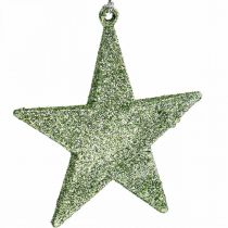 Julepynt stjerneheng mint glitter 10cm 12stk