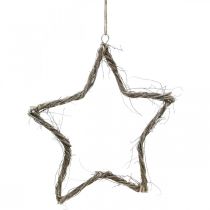 gjenstander Julepyntstjerne hvitvaskede stjerner til å henge opp alm 30cm 4stk