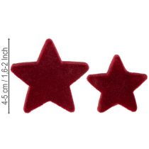 gjenstander Julepynt, stjerner, bordeaux flokket, borddekorasjon, 4-5 cm, 40 stk.