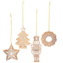 gjenstander Julepynt, pepperkake, glasurlook, nøtteknekker, stjerne, tre, krans, 6 cm, 4 stk.
