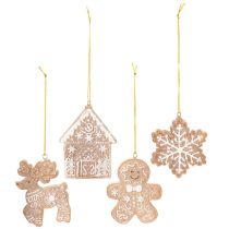gjenstander Julepynt, honningkakedesign, reinsdyr, pepperkakemann, snøfnugg, 7 cm, 4 stk.