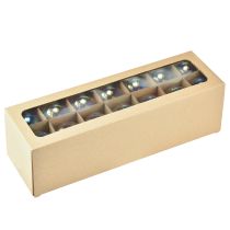 gjenstander Julekule i glass – perlemorfarget med iriserende effekt og metalloppheng, 5 cm, 24 stk.