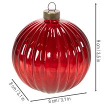 gjenstander Julekuler, glass, røde, 8 cm, 12 stk.