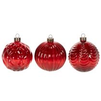 gjenstander Julekuler, glass, røde, 8 cm, 12 stk.