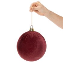 gjenstander Stor rød julekule i fløyelsutseende, 20 cm, 3 stk.