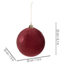 gjenstander Stor rød julekule i fløyelsutseende, 20 cm, 3 stk.