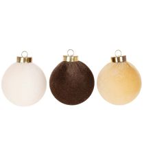 gjenstander Julekuler, fløyelsutseende, blanding av varme farger, 8 cm, 12 stk.