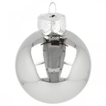 gjenstander Mini julekule, trepyntblanding, adventspynt sort/sølv/perlemor H4,5cm Ø4cm ekte glass 24 stk.