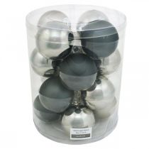 gjenstander Kule, juletrepynt, julekule sort/sølv/perlemor H8,5cm Ø7,5cm ekte glass 12 stk.