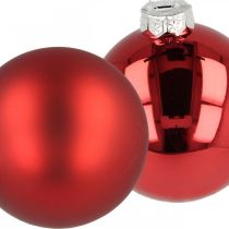 gjenstander Juletrekule, trepynt, julekule rød H8,5cm Ø7,5cm ekte glass 12stk
