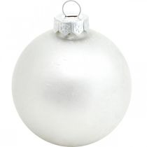 gjenstander Snøkule, treanheng, juletrepynt, vinterdekorasjon hvit H6,5cm Ø6cm ekte glass 24 stk.