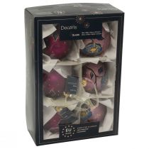 gjenstander Julekuler glass lilla juletrekuler blomst Ø8cm 6stk