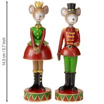 gjenstander Julemusdekorasjonsfigurer 14,5 cm rødgrønn 2 stk.