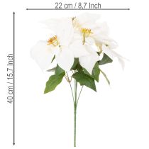 gjenstander Kunstig julestjerne, hvit, storblomstret, dekorativ plante, 40 cm