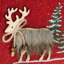 gjenstander Julepose rød med pels 15,5cm x 18cm 3 stk