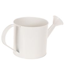 gjenstander Hvit metallvannkanne med blomstermotiv, 13,5 cm, dekorativ blomsterpotte
