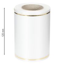 gjenstander Hvitt kransbånd med gullkant for datautskrift, satengbånd, vanntett, 25m x 125mm