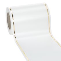 gjenstander Hvitt kransbånd med gullkant for datautskrift, satengbånd, vanntett, 25m x 125mm