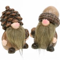 Dekorative gnome keramiske kjegler og eikenøtter Assortert H10,5 / 12cm 4stk