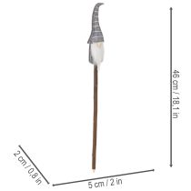 gjenstander Gnome-dekorasjonsfigur med stripete hatt på trepinne, 46 cm, 6 deler