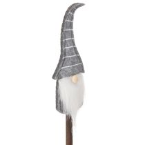 gjenstander Gnome-dekorasjonsfigur med stripete hatt på trepinne, 46 cm, 6 deler