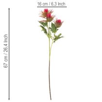 gjenstander Kunstig rød tistelgren til dekorasjon, 67 cm, 3 stk.