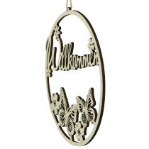 gjenstander Velkomstskilt, dekorativ trering med sommerfugl, Ø21,5 cm, 4 deler - dørkransdekorasjon, vår, naturlig farge