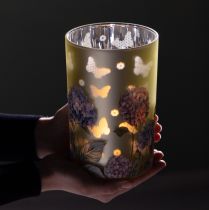 gjenstander Telysholder i glass med blomstermotiv for harmoniske øyeblikk, 18 cm