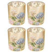 gjenstander Dekorativ glasslykt med blomsterdesign for stilige interiørdetaljer, 8 cm, 4 stk.