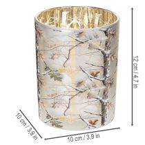gjenstander Glasslykt med grendesign, gullfarget innside, 12 cm