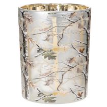 gjenstander Glasslykt med grendesign, gullfarget innside, 12 cm