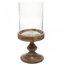 Lyktglass på trebunn dekorativt glass antikk look Ø22cm H45cm
