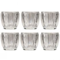 gjenstander Lysglass lyktglass med riller klar Ø7cm 6 stk