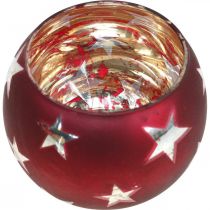 gjenstander Lyktglass telysglass med stjerner rød Ø9cm H7cm