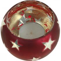 gjenstander Lyktglass telysglass med stjerner rød Ø9cm H7cm