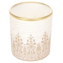 gjenstander Telysholder i glass med blomstermønster, Ø8 cm H9 cm, 2 stk.