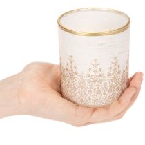 gjenstander Telysholder i glass med blomstermønster, Ø8 cm H9 cm, 2 stk.