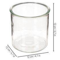 gjenstander Telysholder i glass, rund, klart glass, allsidig, 12 cm, 2 stk.