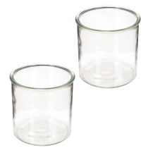 gjenstander Telysholder i glass, rund, klart glass, allsidig, 12 cm, 2 stk.